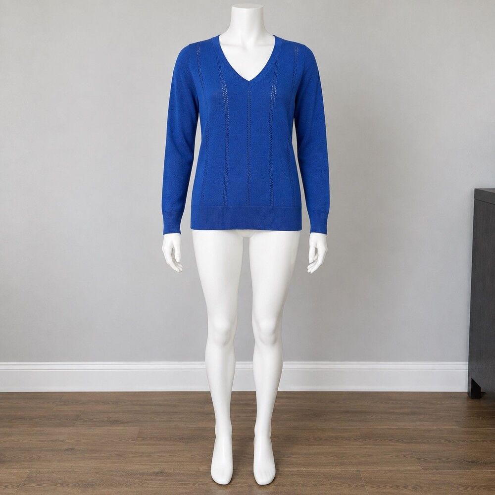 Banana Republic Womens S Blue V Neck Lightweight Knit Pullover Sweater